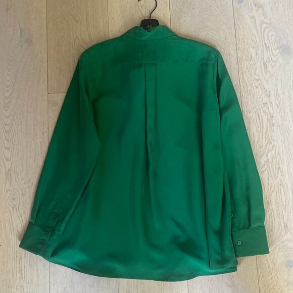 Max Mara - 100% Silk shirt, Emerald Green, Size 6 US - Picture 8 of 9